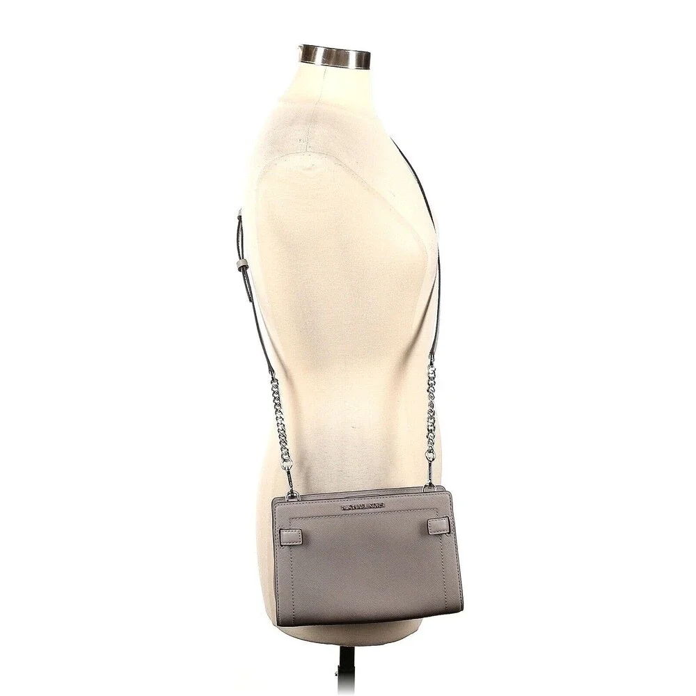 MICHAEL KORS Payne Pearl Grey Leather Small Crossbody Crossbody Bag